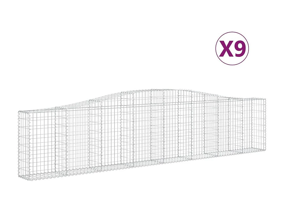 Paniers à gabions arqués 9 pcs 400x30x80-100 Fer galvanisé