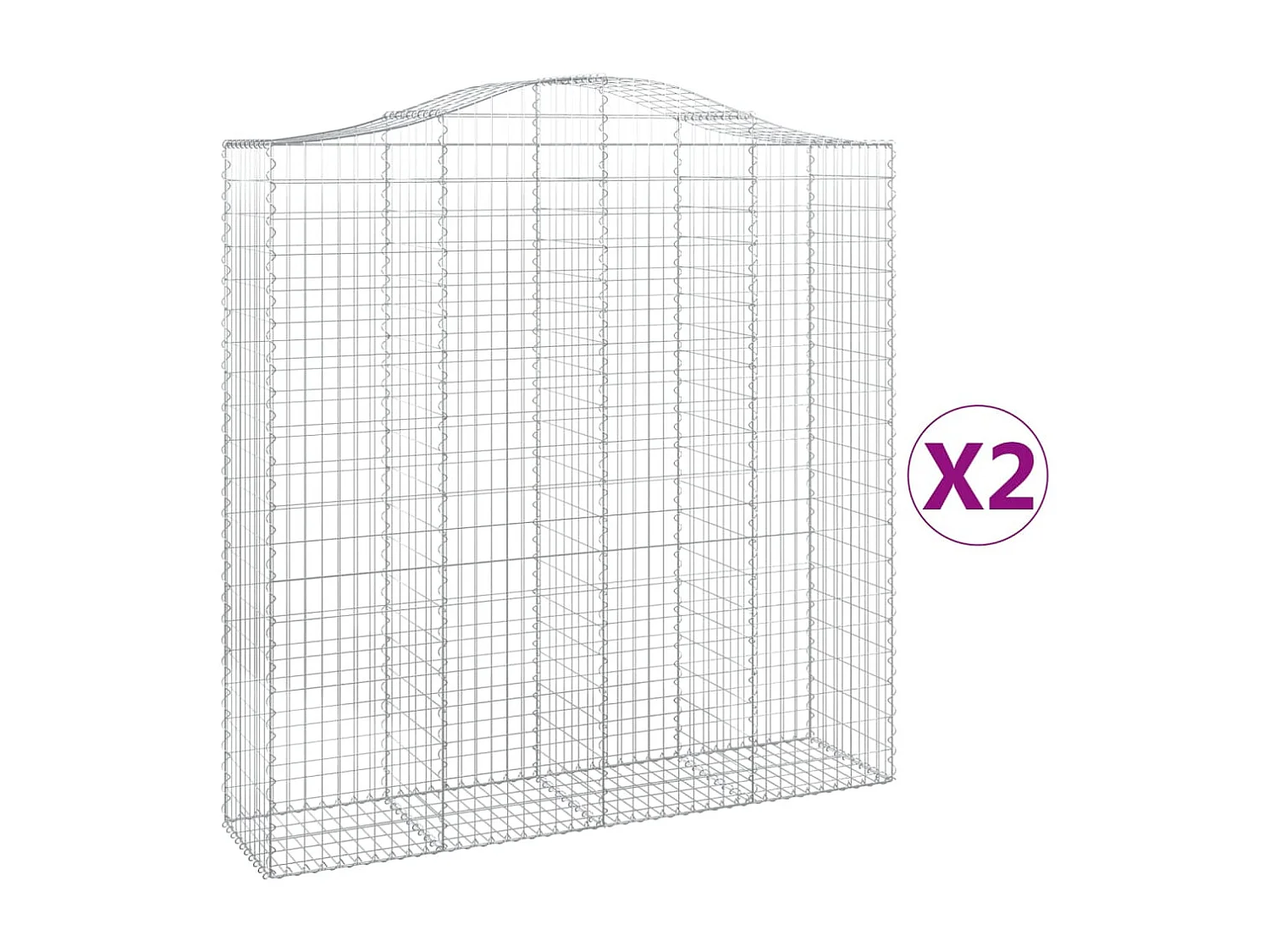 Paniers à gabions arqués 2 pcs 200x50x200-220 Fer galvanisé