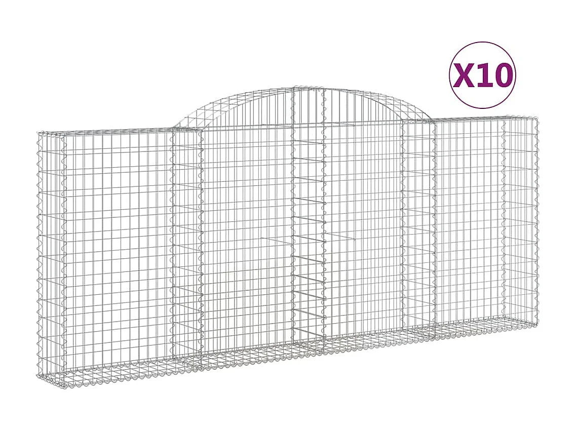 Paniers à gabions arqués 10 pcs 300x30x120-140 fer galvanisé