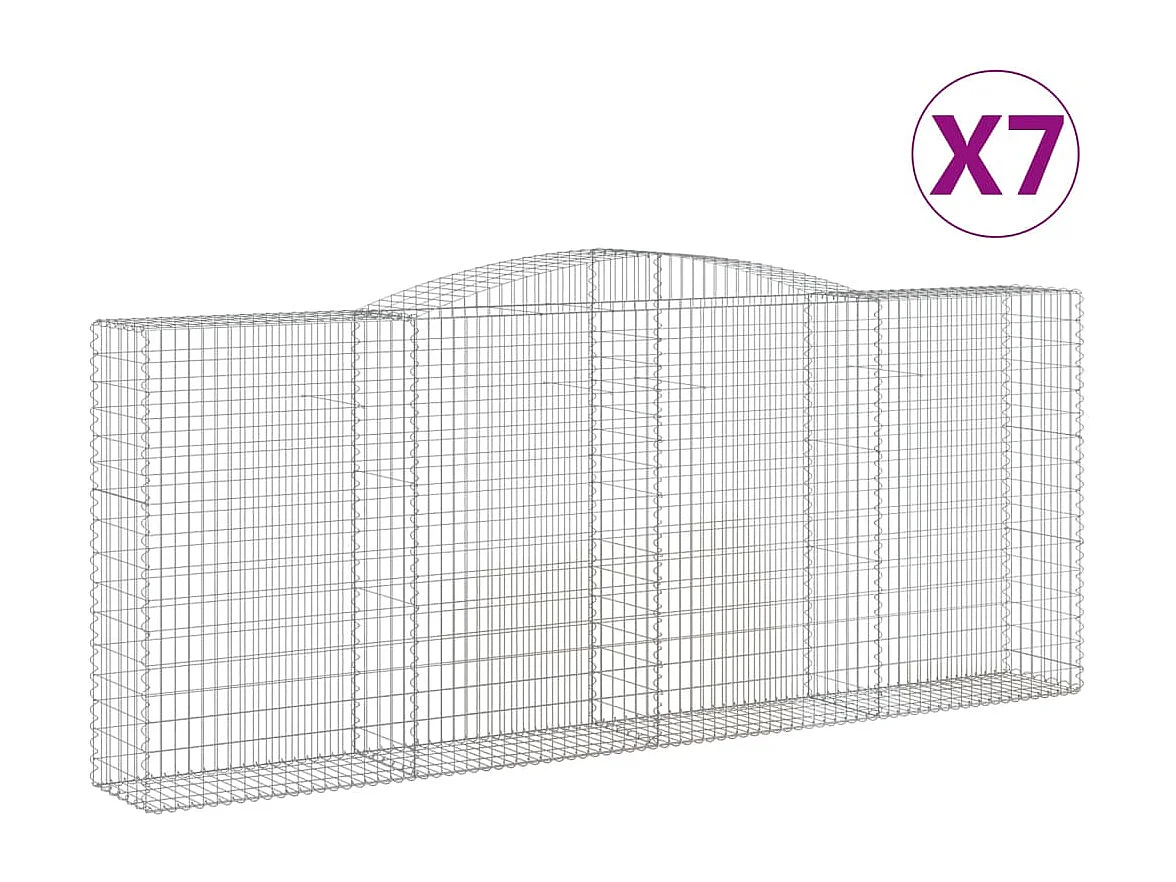 Paniers à gabions arqués 7 pcs 400x50x160-180 fer galvanisé