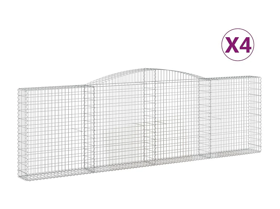 Paniers à gabions arqués 4 pcs 400x30x120-140 Fer galvanisé