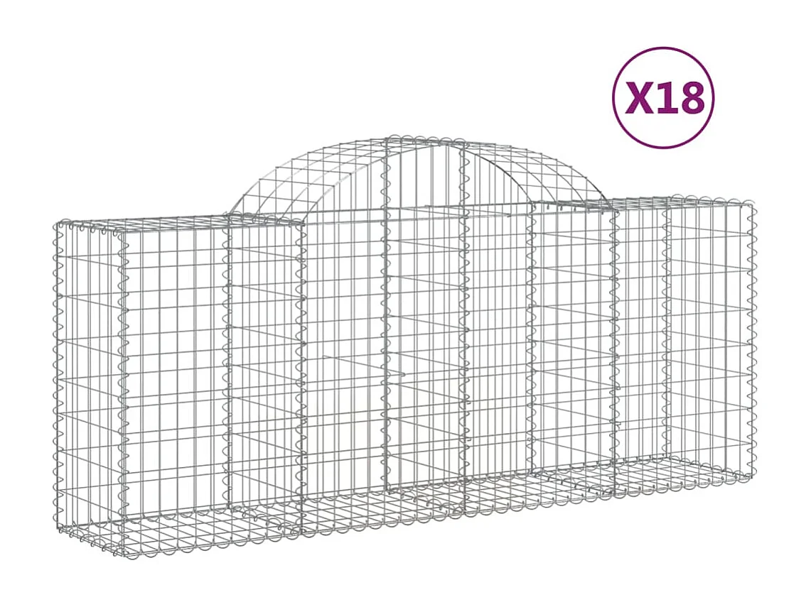 Paniers à gabions arqués 18 pcs 200x50x80-100 Fer galvanisé