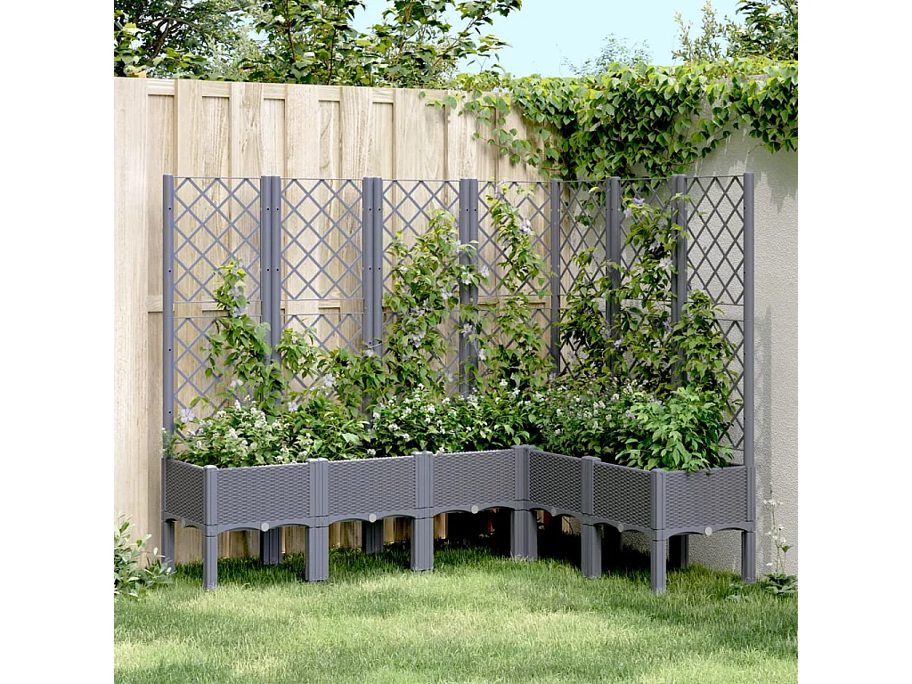 Jardinière avec treillis gris 160x120x142 PP