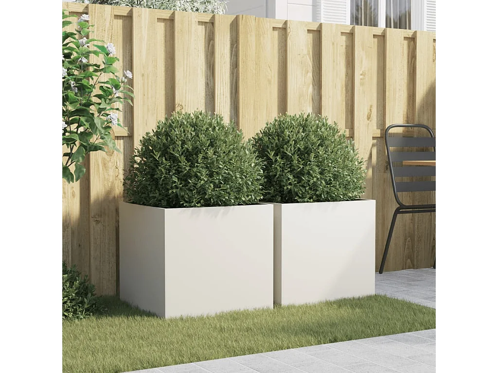 Jardinières 2 pcs blanc 49x47x46 acier laminé à froid