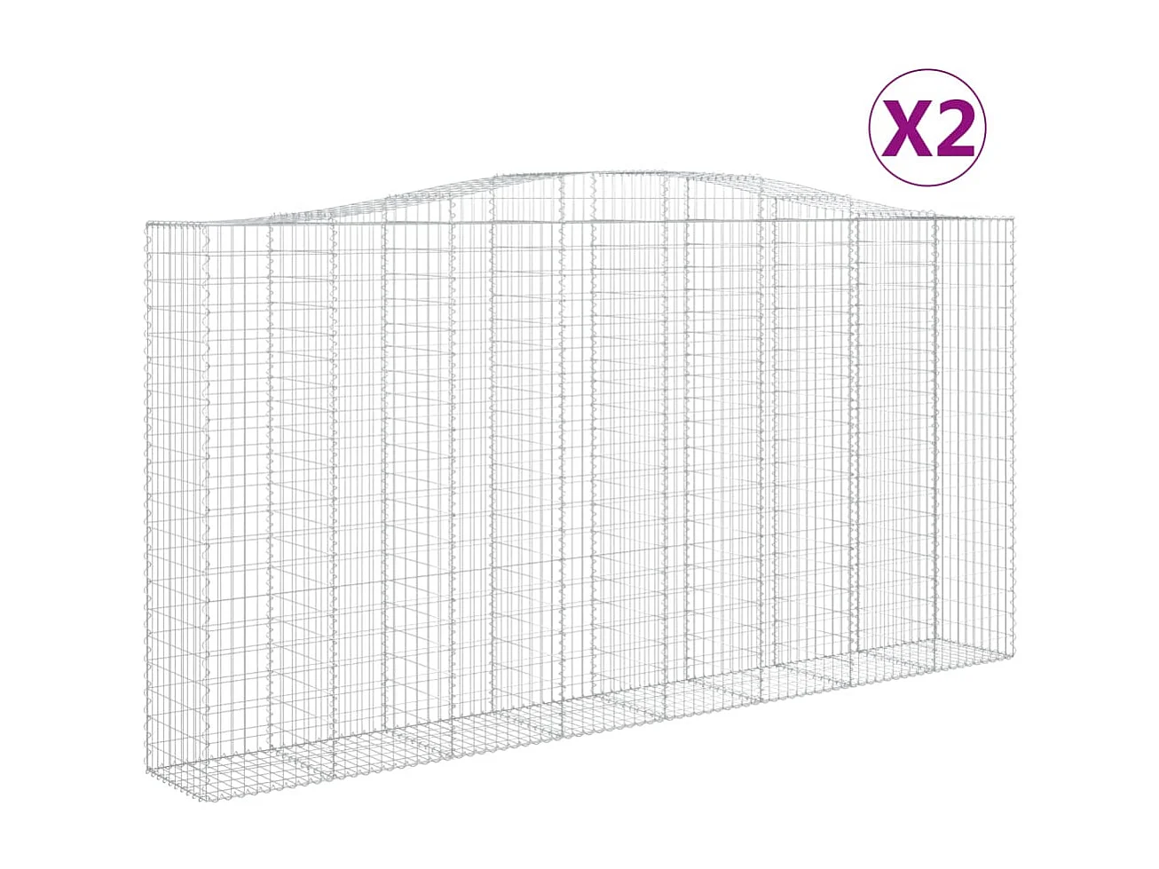 Paniers à gabions arqués 2 pcs 400x50x200-220 Fer galvanisé