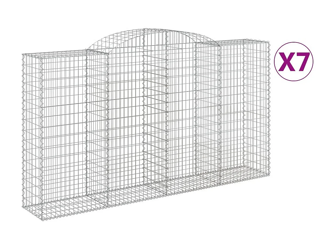 Paniers à gabions arqués 7 pcs 300x50x160-180 fer galvanisé