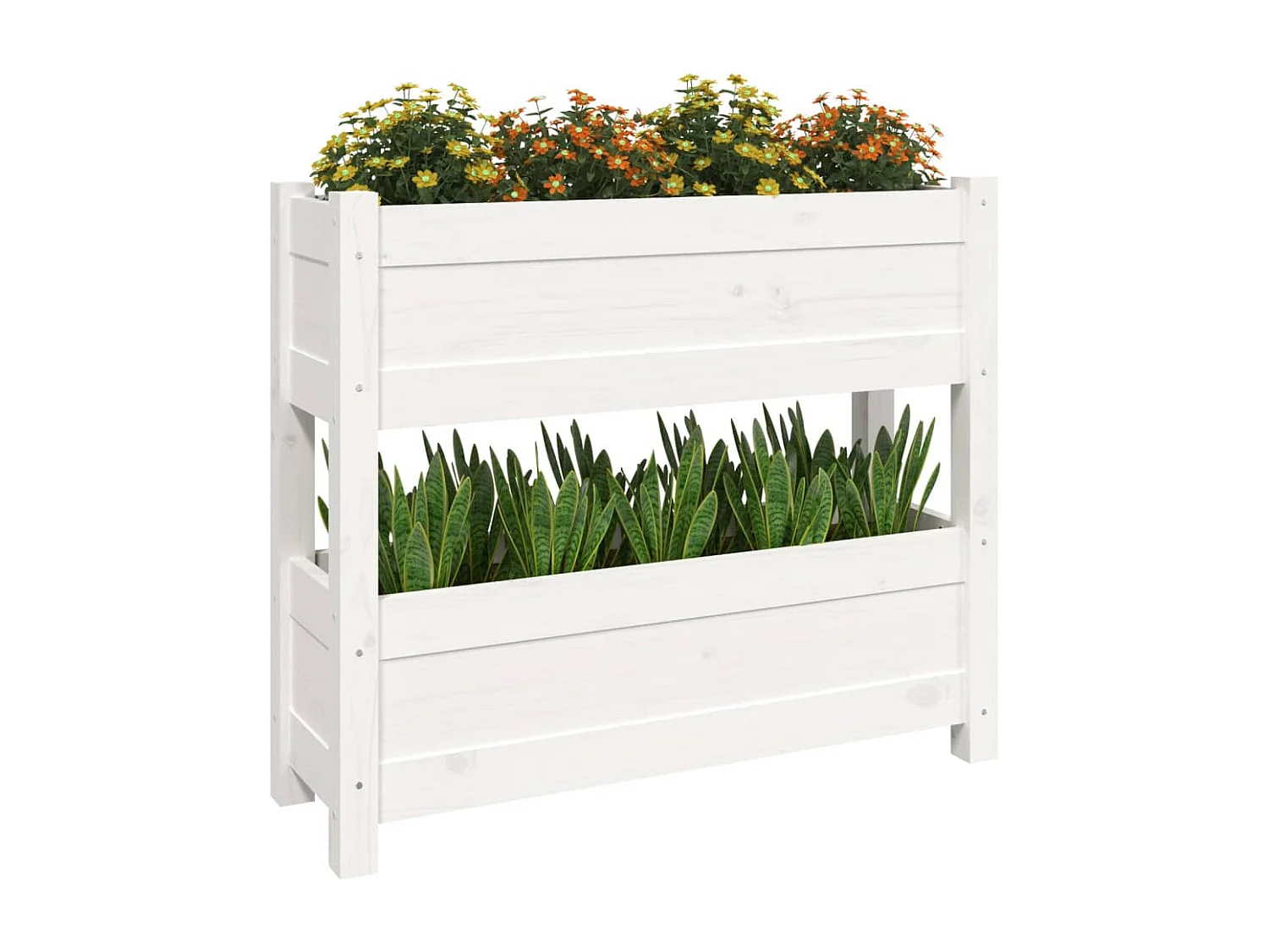 Jardinière Blanc 77x25x66 Bois massif de pin