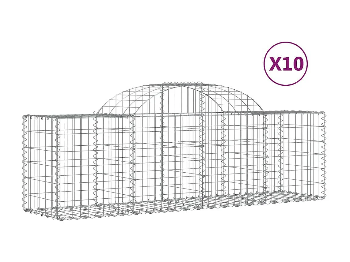 Paniers à gabions arqués 10 pcs 200x50x60-80 Fer galvanisé