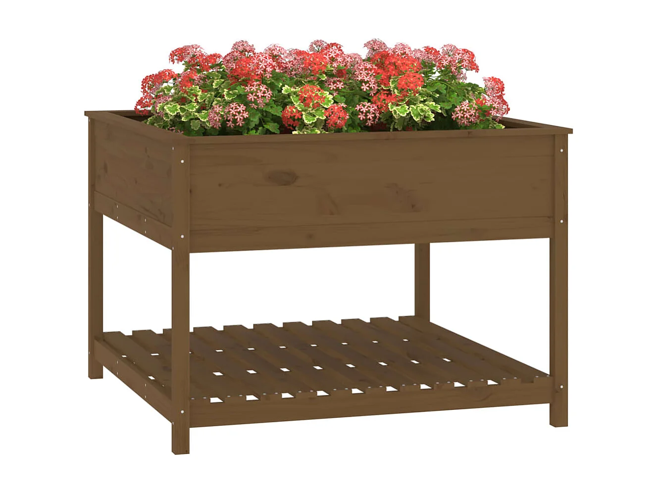 Jardinière et étagère Marron miel 111,5x111,5x81 Bois de pin