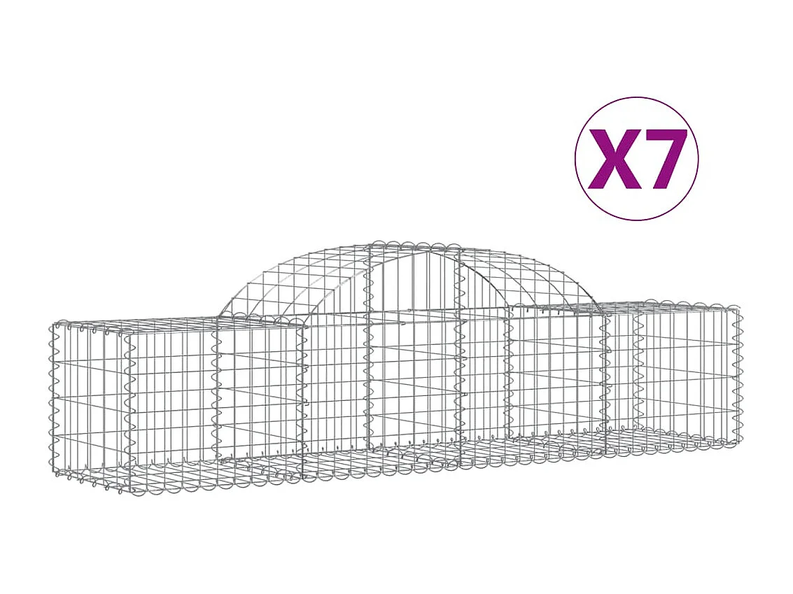 Paniers à gabions arqués 7 pcs 200x50x40-60 fer galvanisé