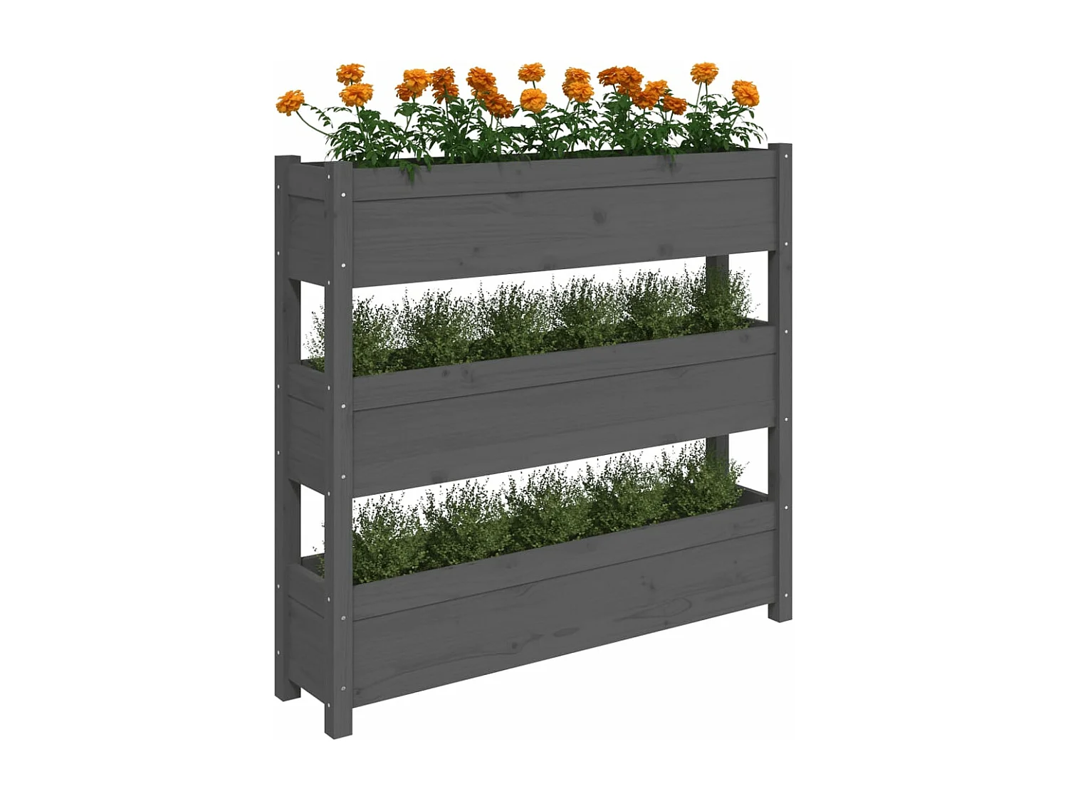 Jardinière Gris 112x25x104,5 Bois massif de pin