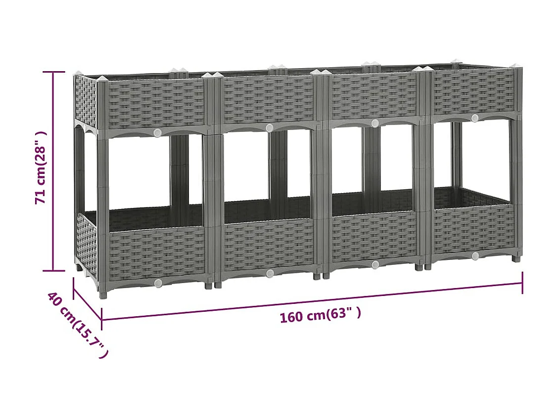 Lit surélevé 160x40x71 Polypropylène