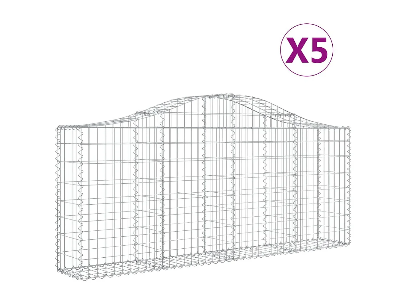 Paniers à gabions arqués 5 pcs 200x30x80-100 Fer galvanisé