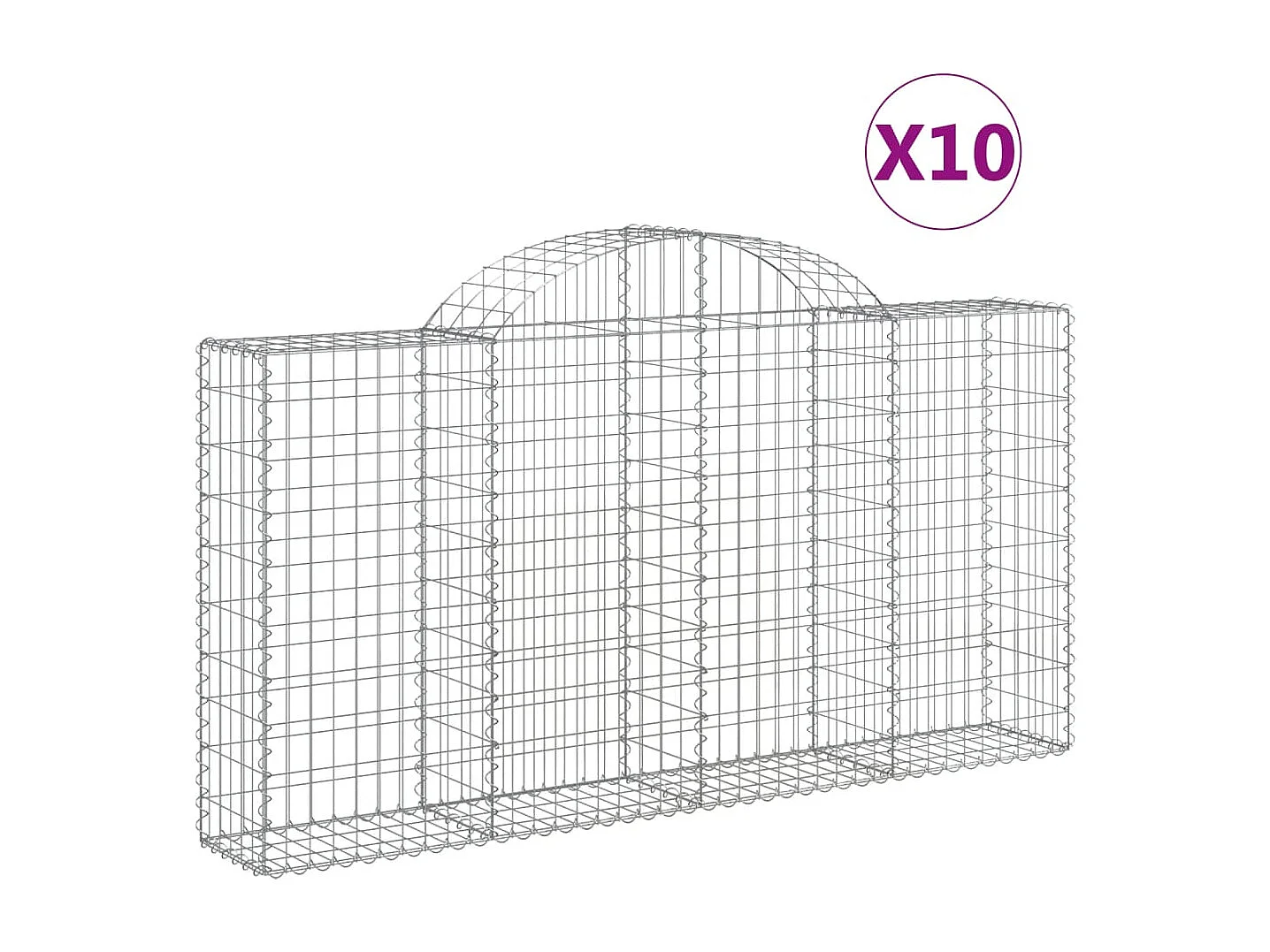 Paniers à gabions arqués 10 pcs 200x30x100-120 Fer galvanisé