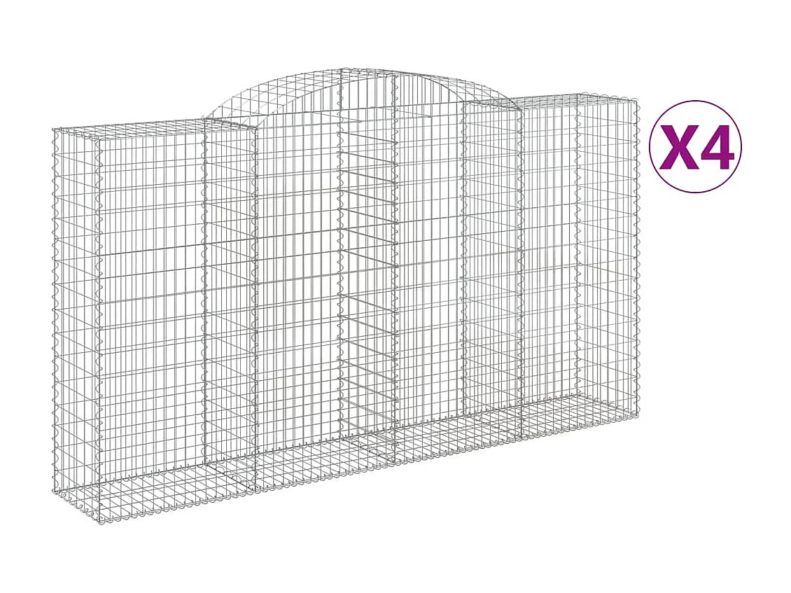 Paniers à gabions arqués 4 pcs 300x50x160-180 fer galvanisé