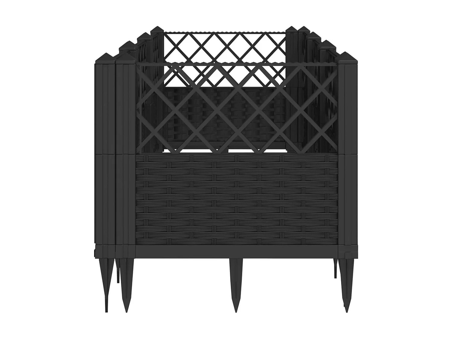 Jardinière avec piquets noir 123,5x43,5x43,5 PP