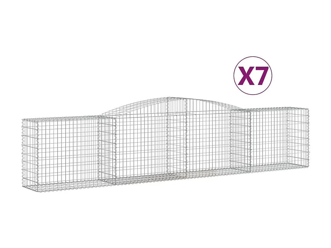 Paniers à gabions arqués 7 pcs 400x50x80-100 Fer galvanisé