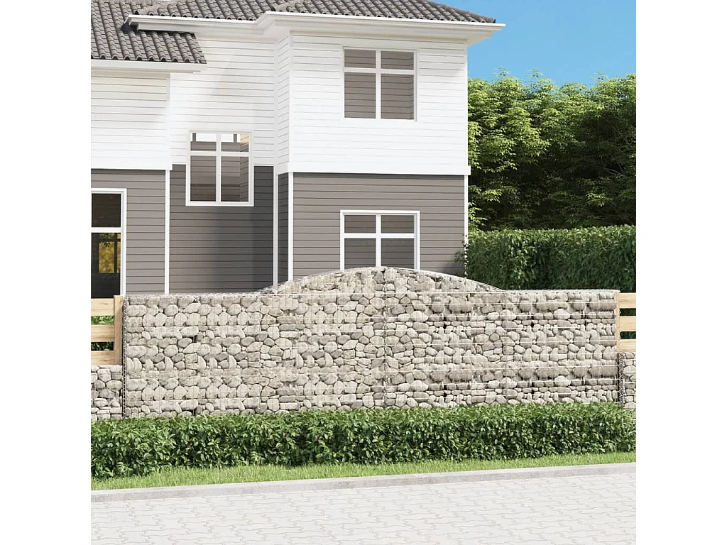 Paniers à gabions arqués 2 pcs 400x50x120-140 Fer galvanisé