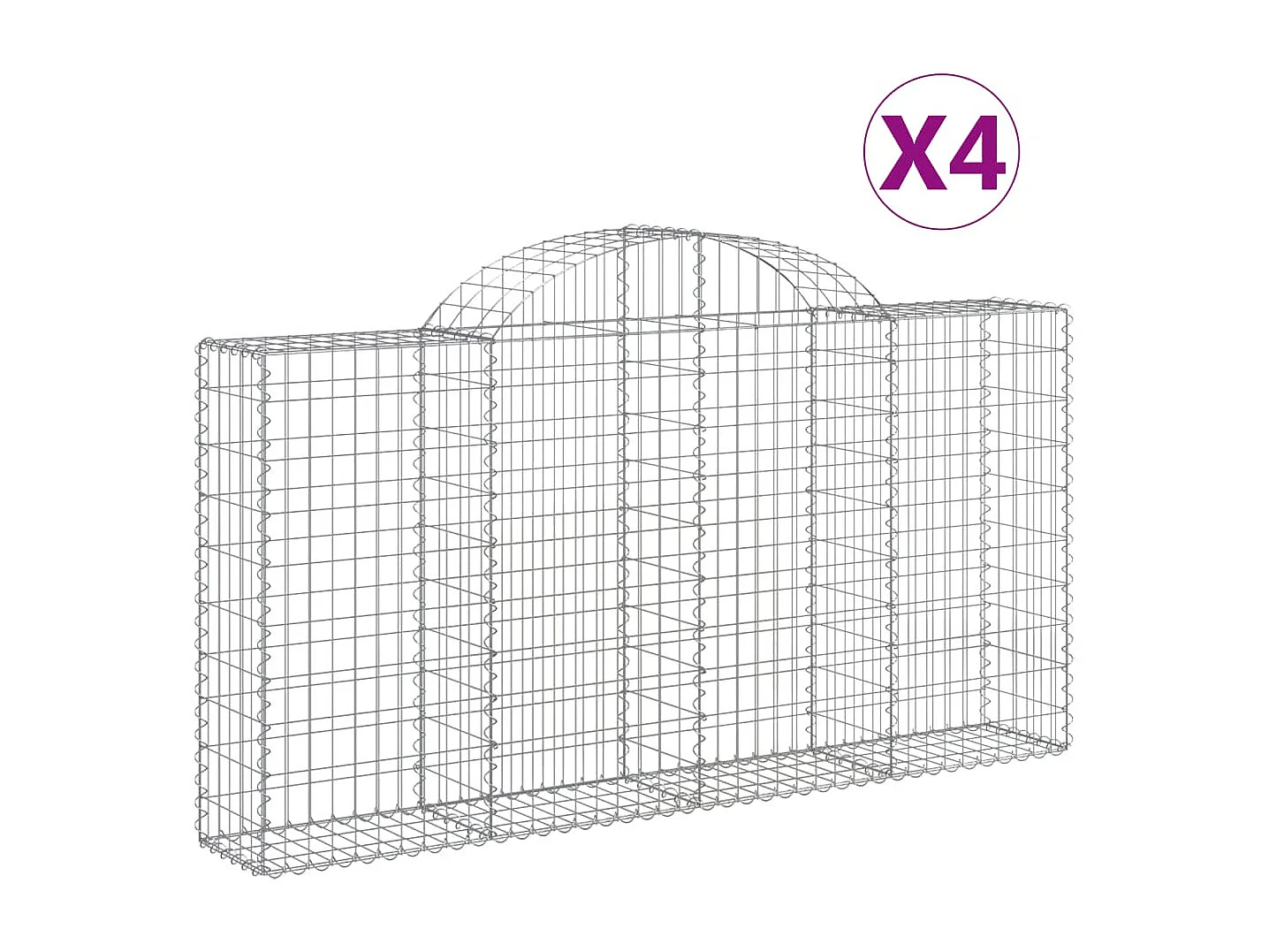 Paniers à gabions arqués 4 pcs 200x30x100-120 Fer galvanisé