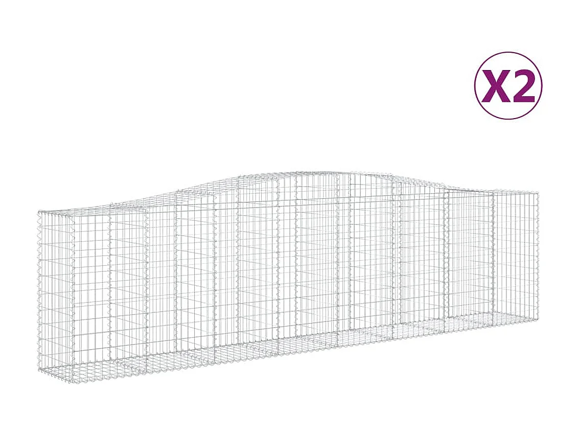 Paniers à gabions arqués 2 pcs 400x50x100-120 Fer galvanisé