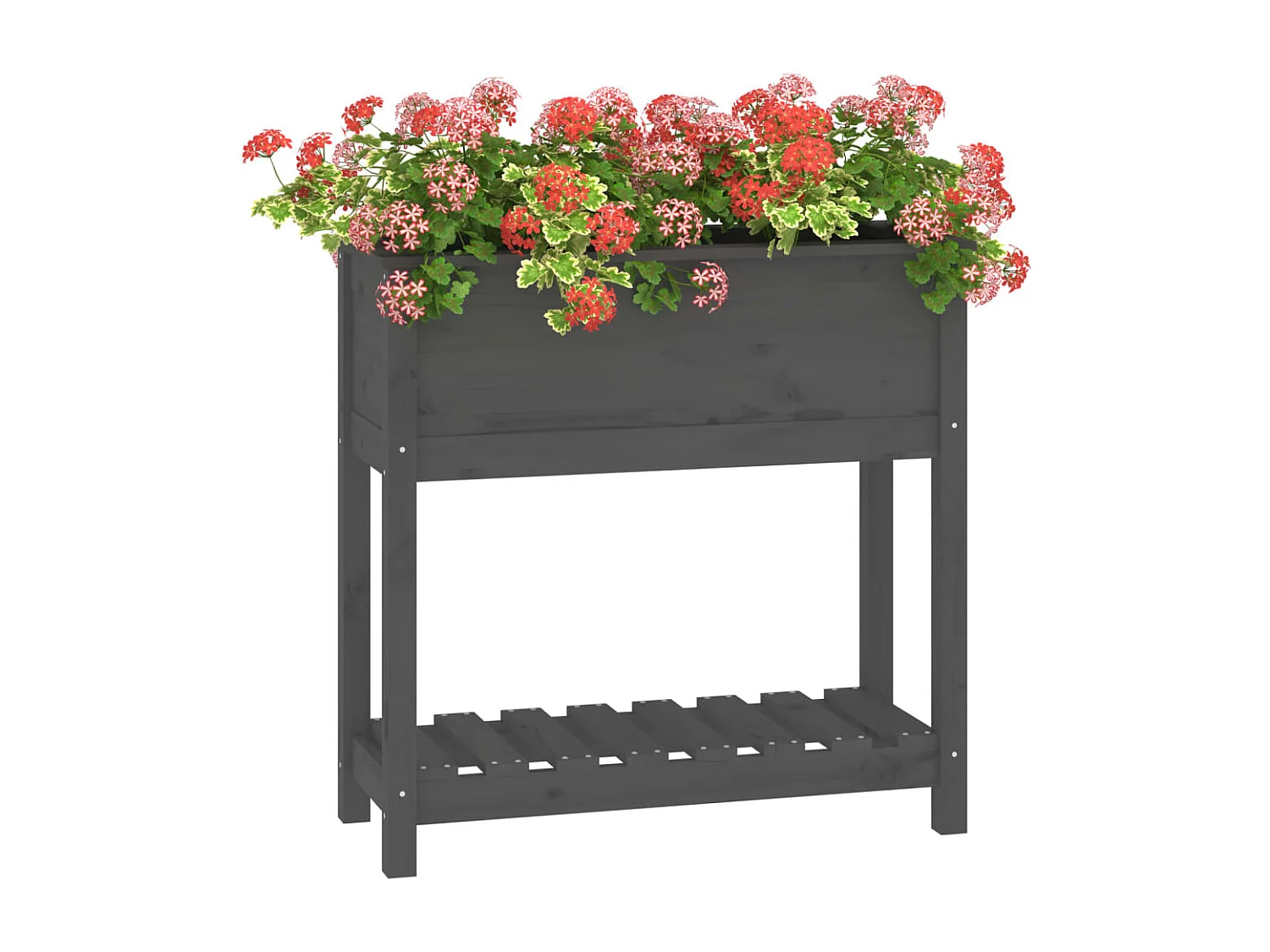 Jardinière avec étagère Gris 82,5x34,5x81 Bois massif de pin