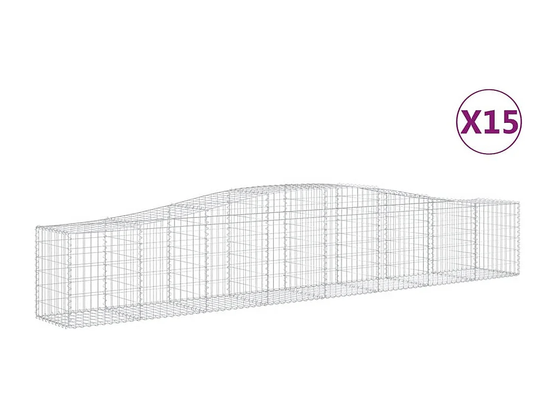 Paniers à gabions arqués 15 pcs 400x50x60-80 Fer galvanisé