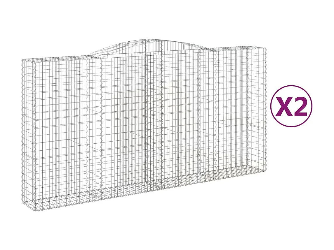 Paniers à gabions arqués 2 pcs 400x50x200-220 Fer galvanisé