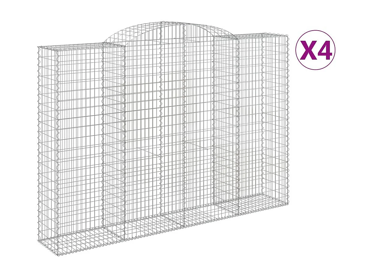 Paniers à gabions arqués 4 pcs 300x50x200-220 fer galvanisé