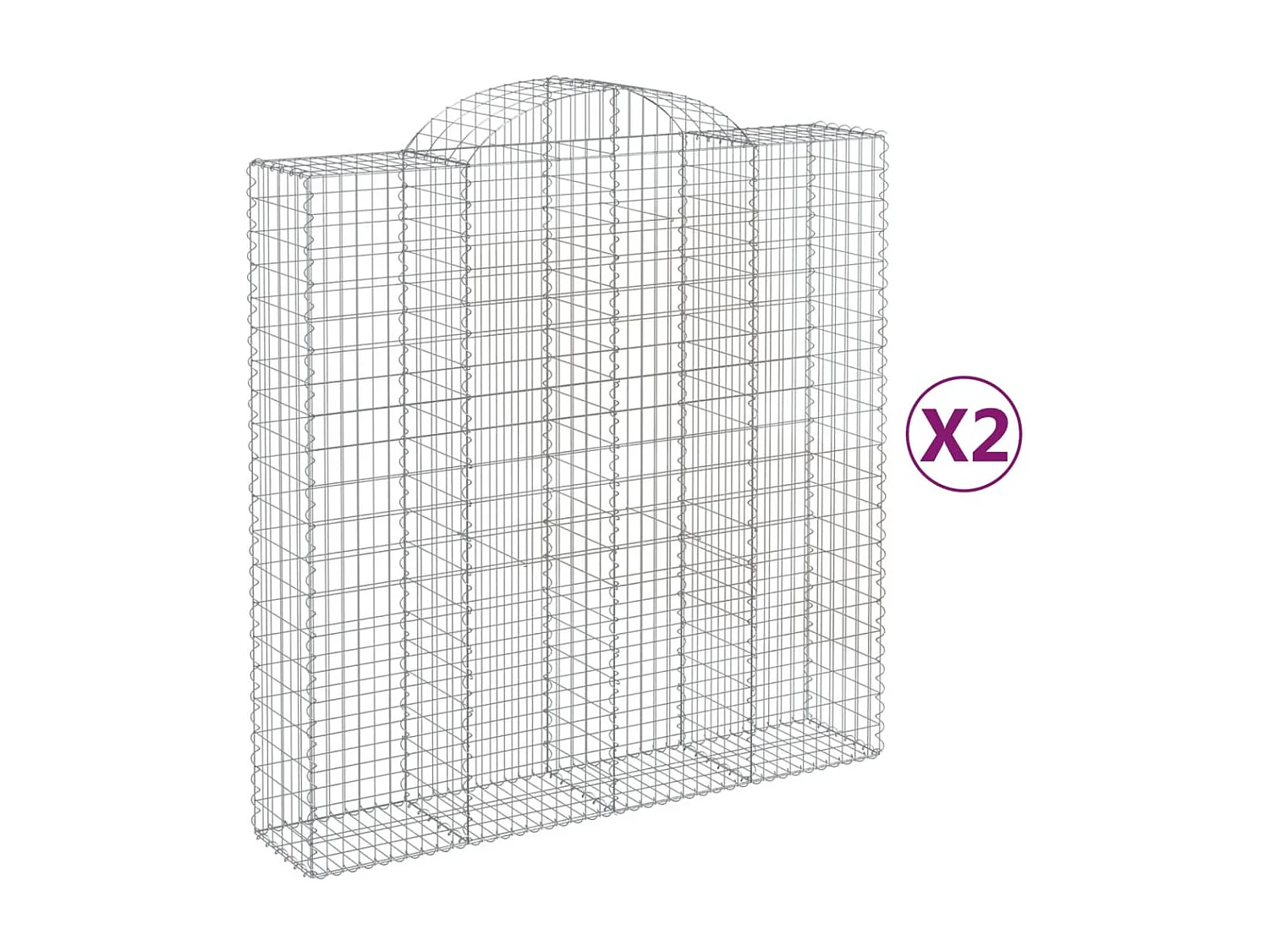 Paniers à gabions arqués 2 pcs 200x50x200-220 Fer galvanisé