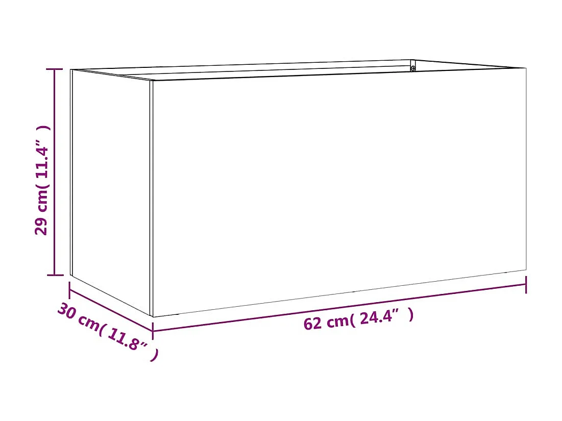 Jardinière vert olive 62x30x29 acier laminé à froid