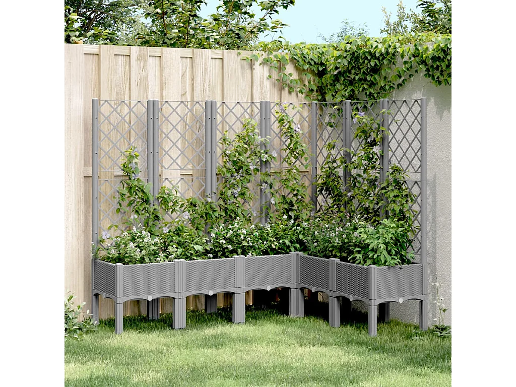 Jardinière avec treillis gris clair 160x120x142 PP