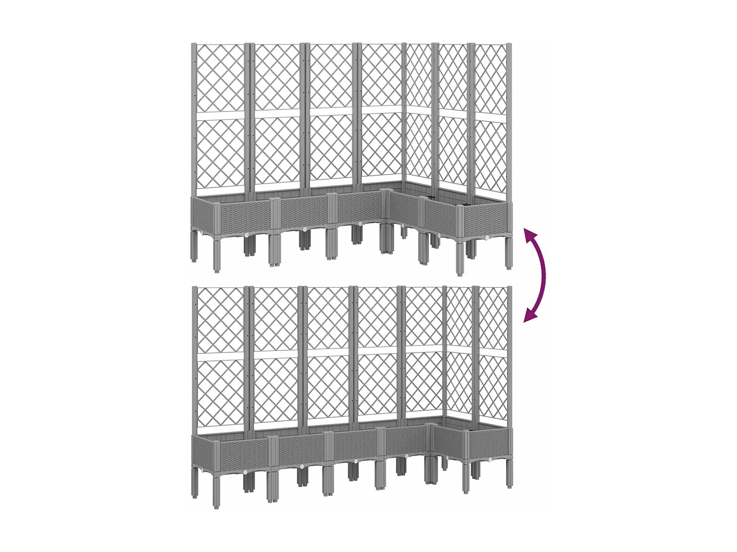 Jardinière avec treillis gris clair 160x120x142 PP