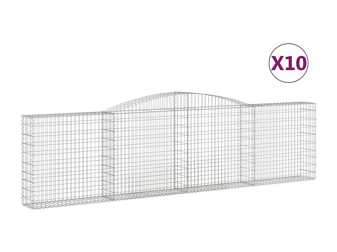 Paniers à gabions arqués 10 pcs 400x30x100-120 Fer galvanisé