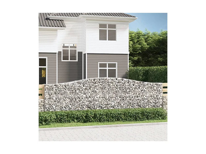 Paniers à gabions arqués 4 pcs 400x30x120-140 Fer galvanisé