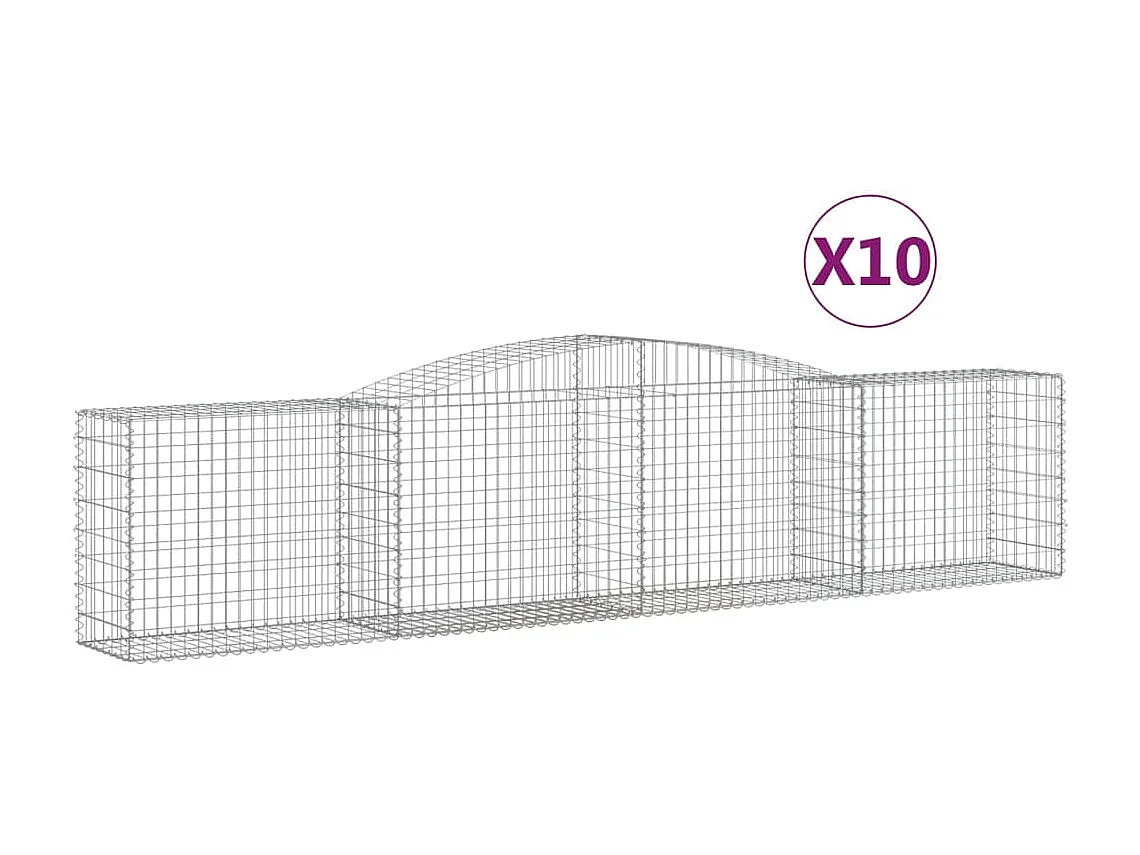 Paniers à gabions arqués 10 pcs 400x50x80-100 Fer galvanisé