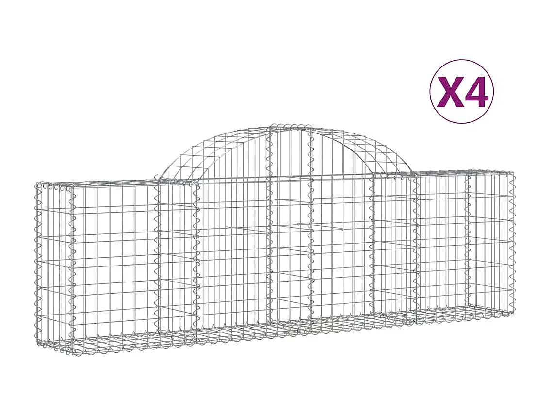 Paniers à gabions arqués 4 pcs 200x30x60-80 Fer galvanisé