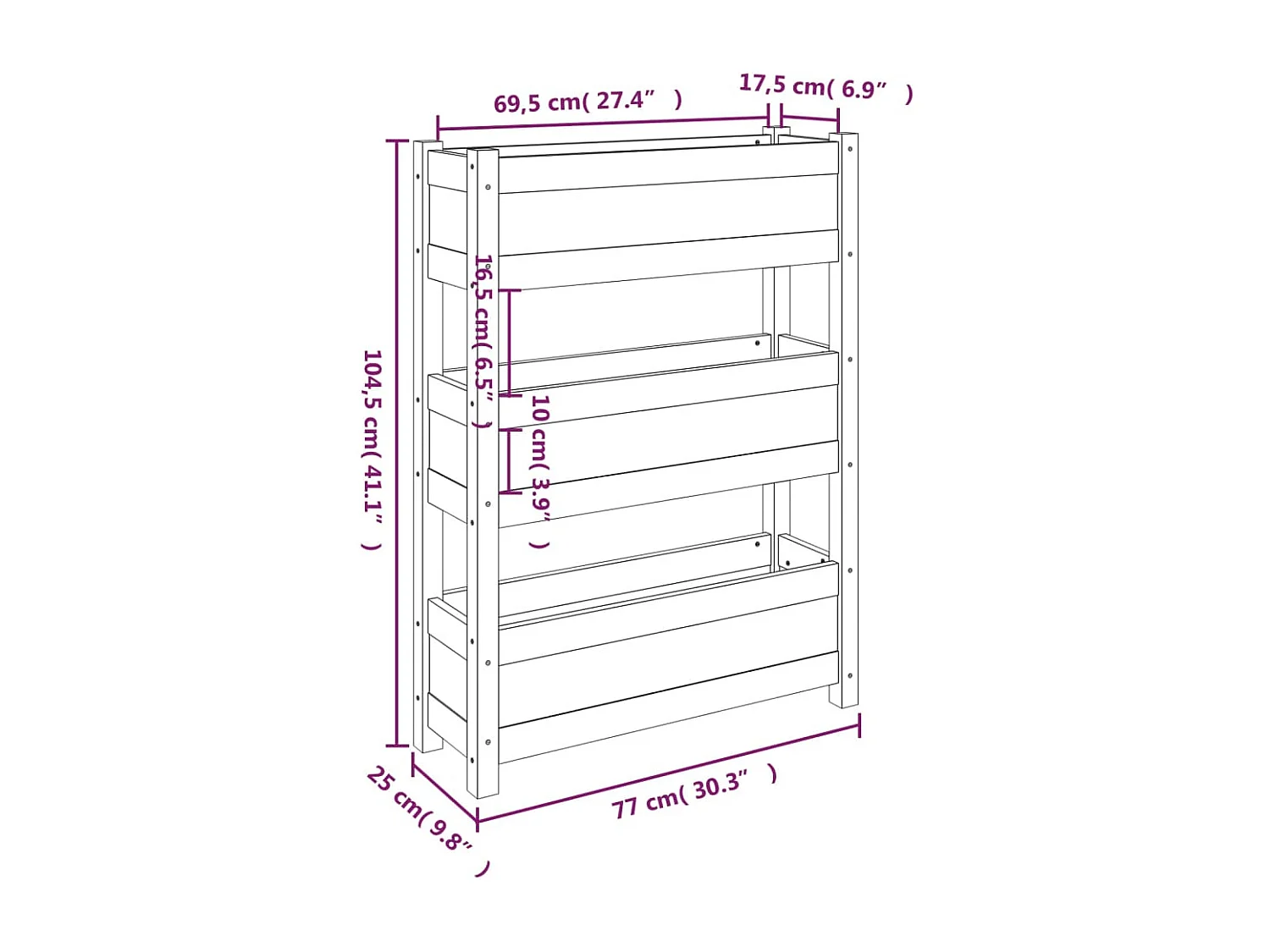 Jardinière Blanc 77x25x104,5 Bois massif de pin