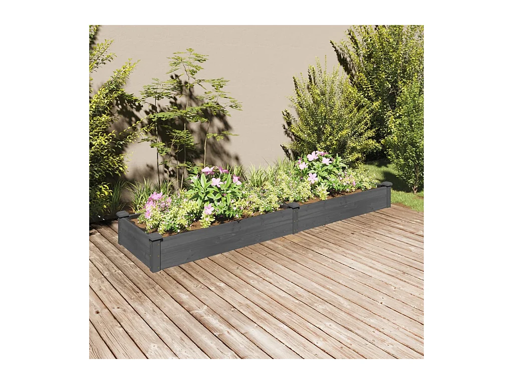 Lit surélevé de jardin doublure 240x60x25 bois massif sapin