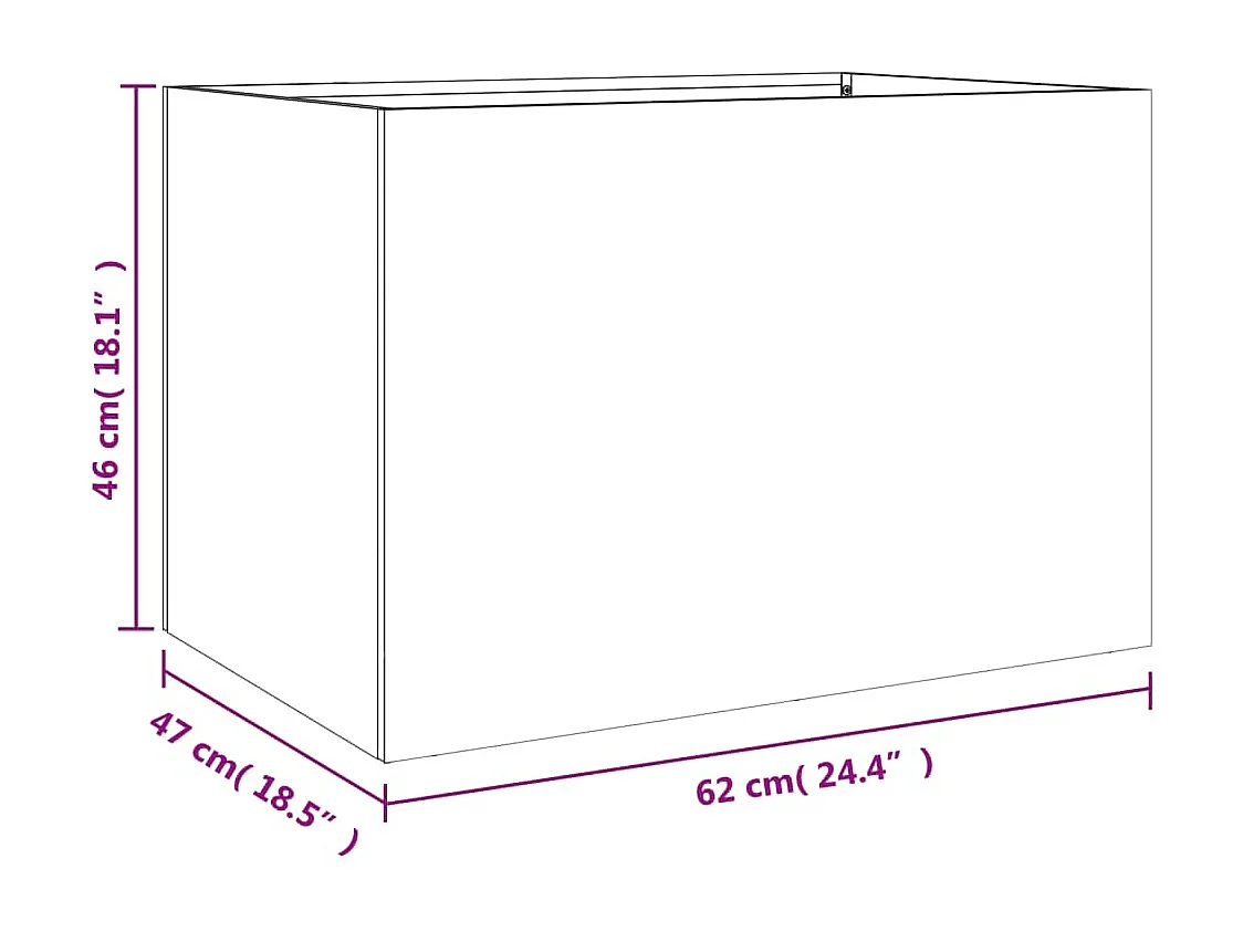 Jardinière blanc 62x47x46 acier laminé à froid