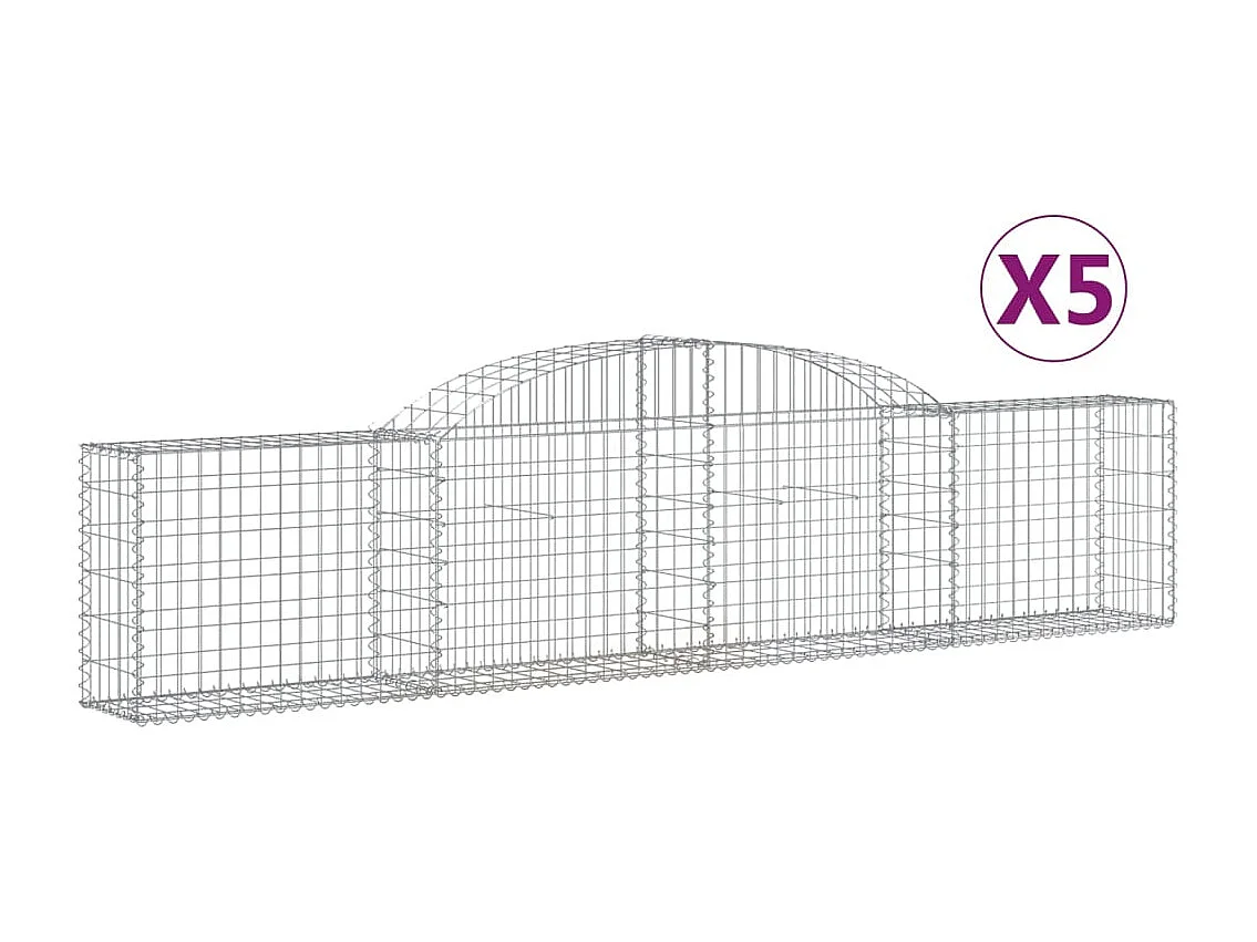 Paniers à gabions arqués 5 pcs 300x30x60-80 Fer galvanisé