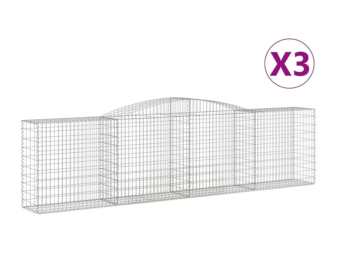 Paniers à gabions arqués 3 pcs 400x50x100-120 Fer galvanisé