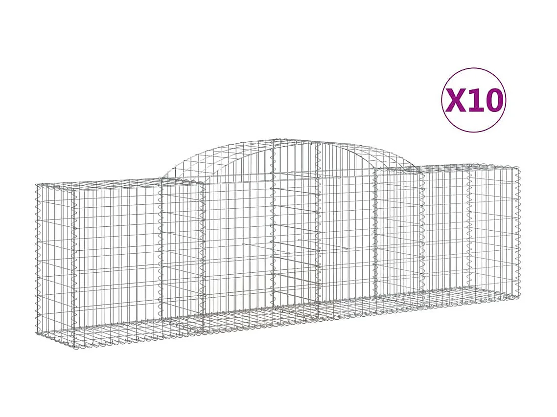 Paniers à gabions arqués 10 pcs 300x50x80-100 fer galvanisé