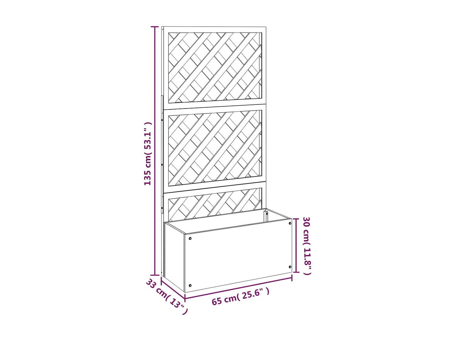 Jardinières en treillis 2 pcs Gris 65x33x135 WPC
