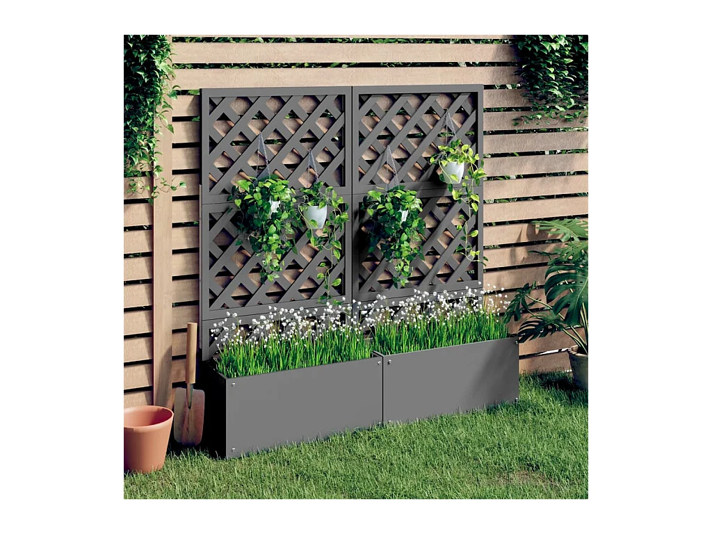 Jardinières en treillis 2 pcs Gris 65x33x135 WPC