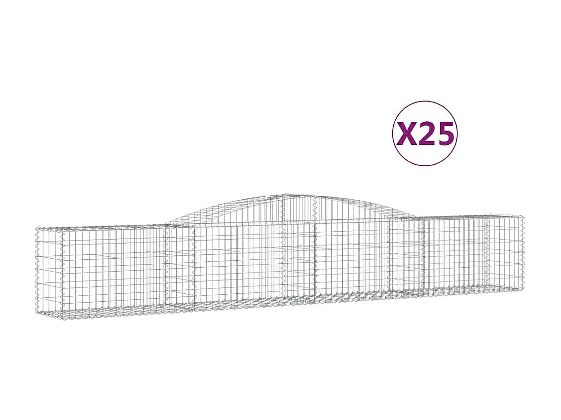 Paniers à gabions arqués 25 pcs 400x50x60-80 Fer galvanisé