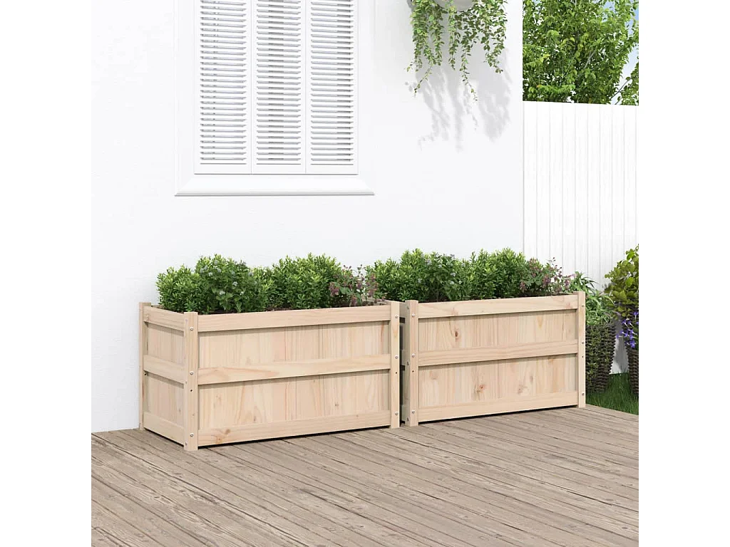Jardinières 2 pcs bois de pin massif