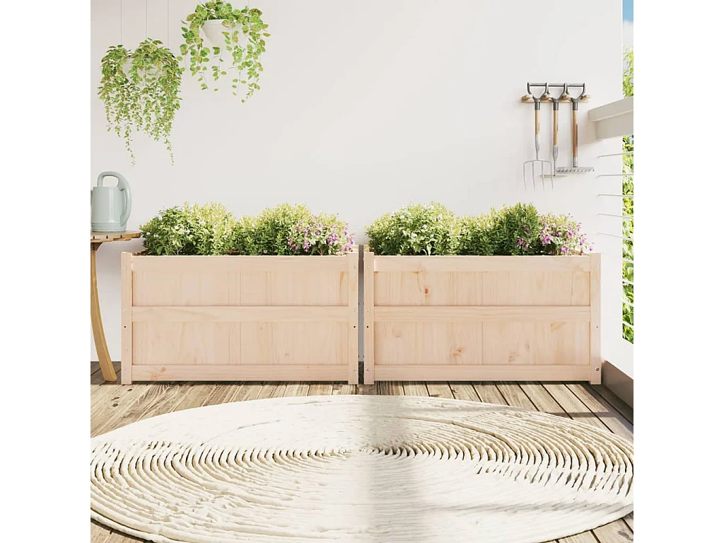 Jardinières 2 pcs bois de pin massif