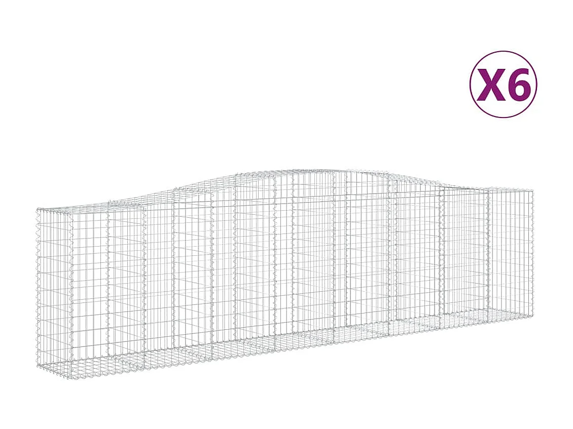 Paniers à gabions arqués 6 pcs 400x50x100-120 Fer galvanisé