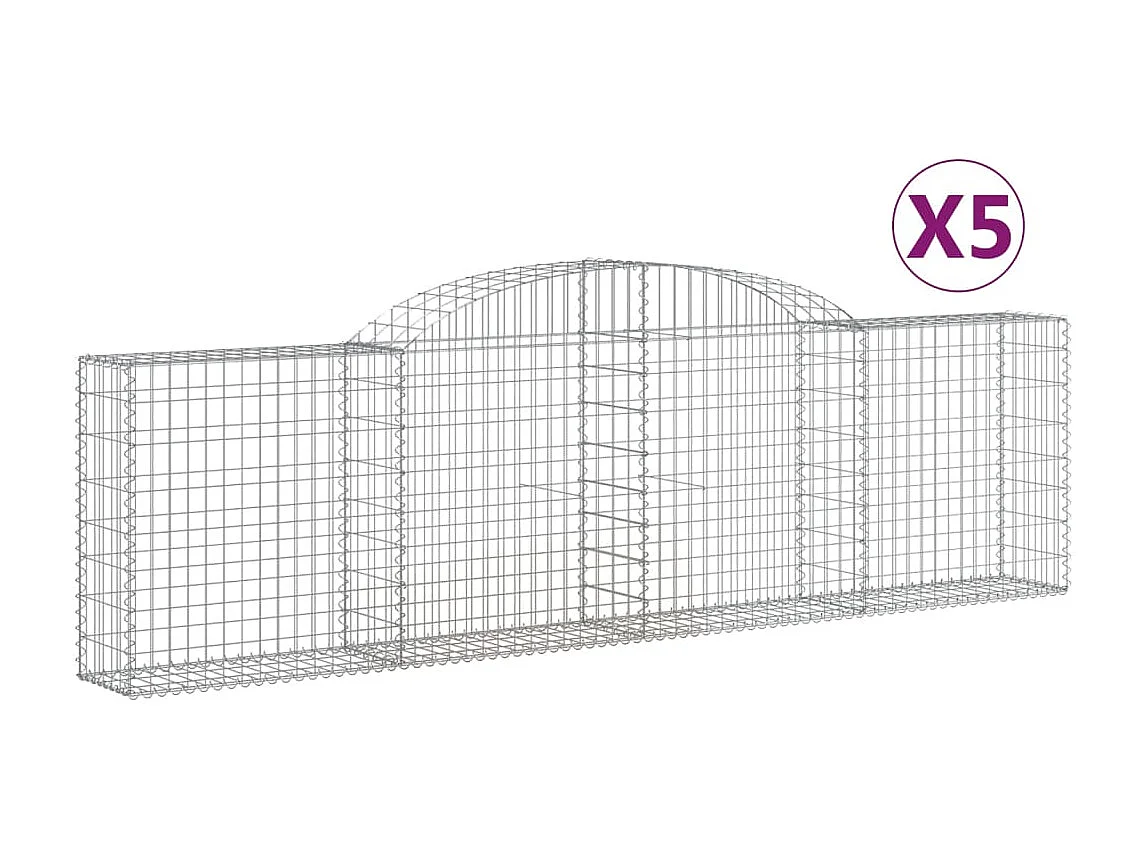 Paniers à gabions arqués 5 pcs 300x30x80-100 fer galvanisé