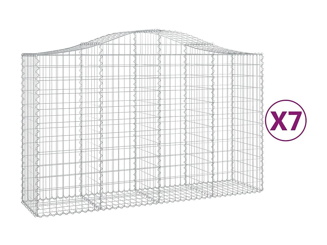 Paniers à gabions arqués 7 pcs 200x50x120-140 Fer galvanisé